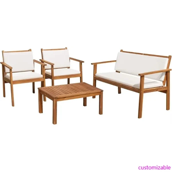 4-Piece Outdoor Patio Seating Set Wood