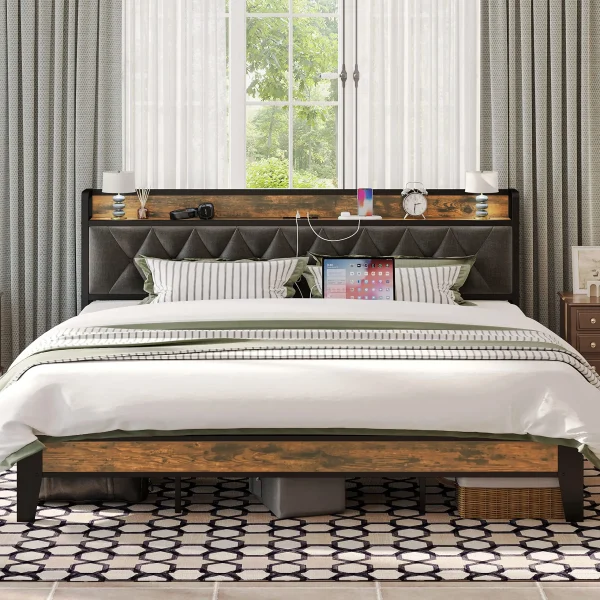 Platform Bed Frame With Charging Station