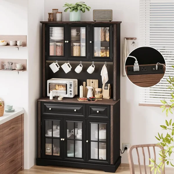 70in Kitchen Pantry Cabinet LED