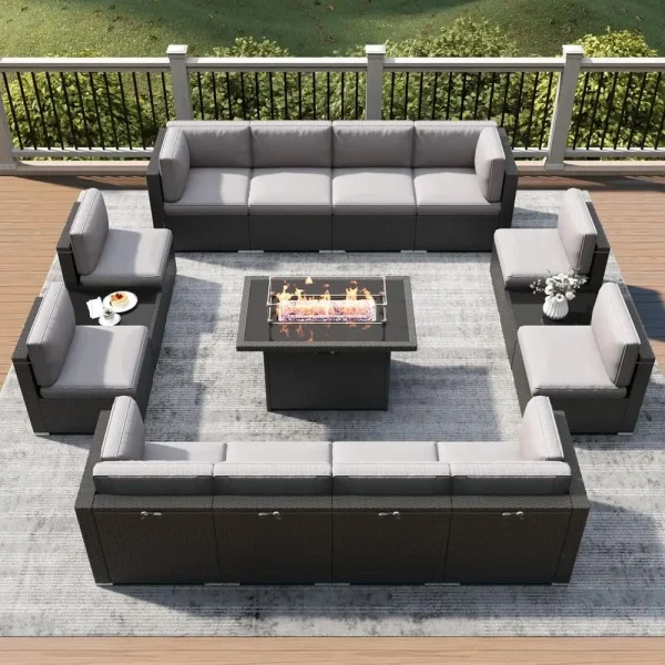 15-Piece Patio Furniture Set Fire Pit