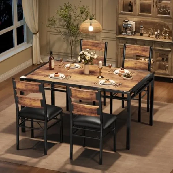 Dining Table Set 4 Upholstered Chairs