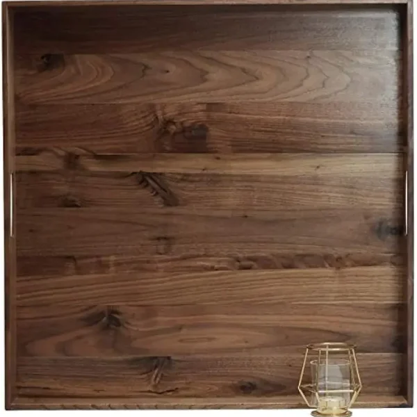 Extra Large Wood Ottoman Tray with Handles