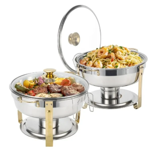 2/4/6 Pack Stainless Chafing Dish Buffet Round