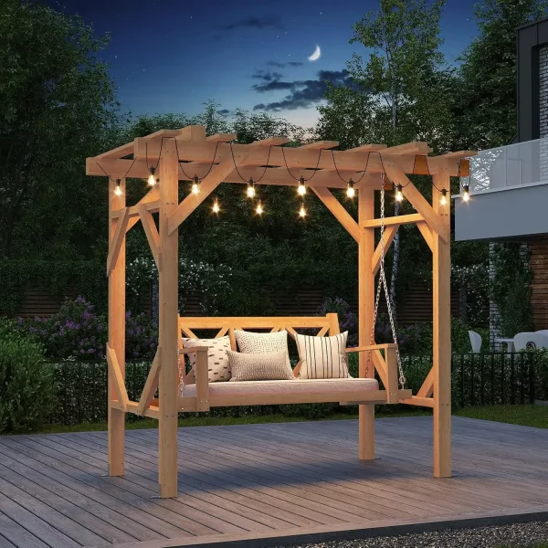Wood Outdoor Pergola Porch Swing