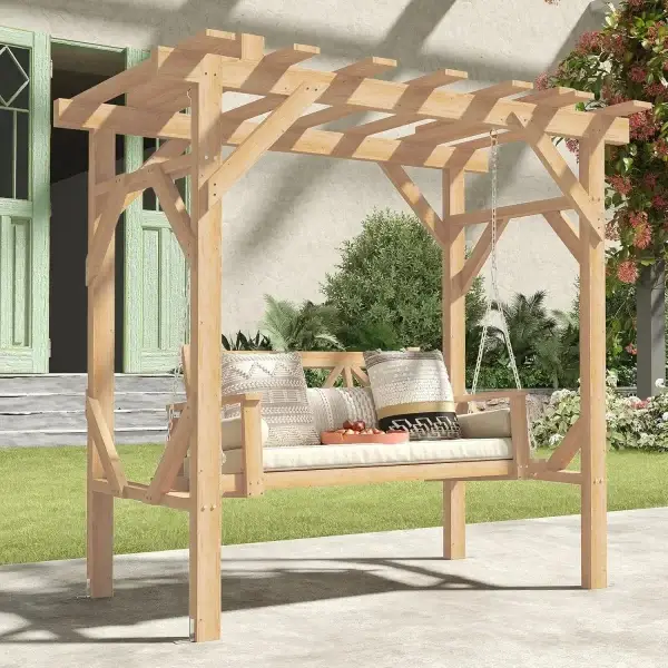 Cedar Wood Pergola Swing Bench 3-Seat