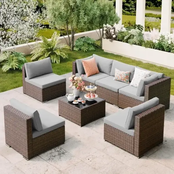 7 Piece Outdoor Wicker Patio Set