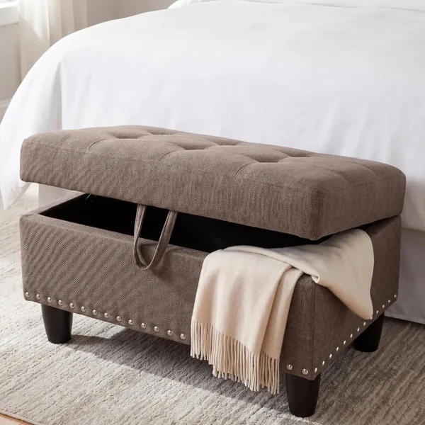 Storage Ottoman Bench with Padded Seat