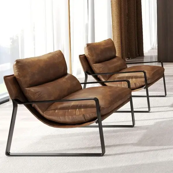 Leather Accent Chair Set of 2