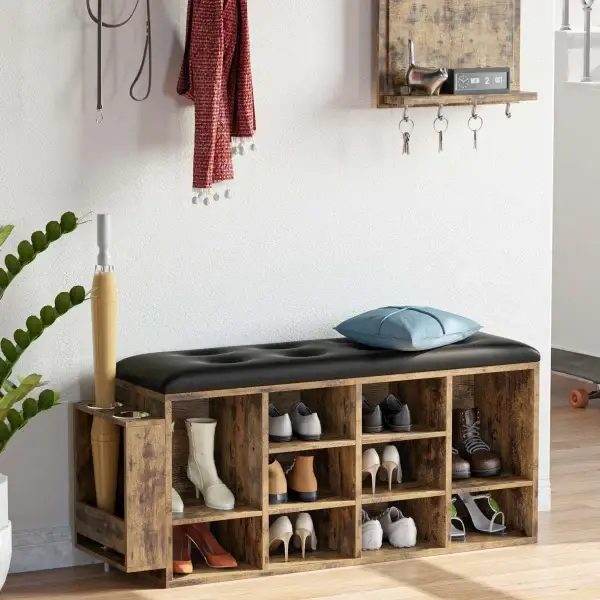 Entryway Shoe Bench with Storage Cubbies
