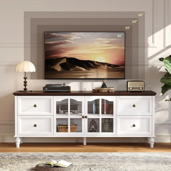 62 Inch Farmhouse TV Stand Storage