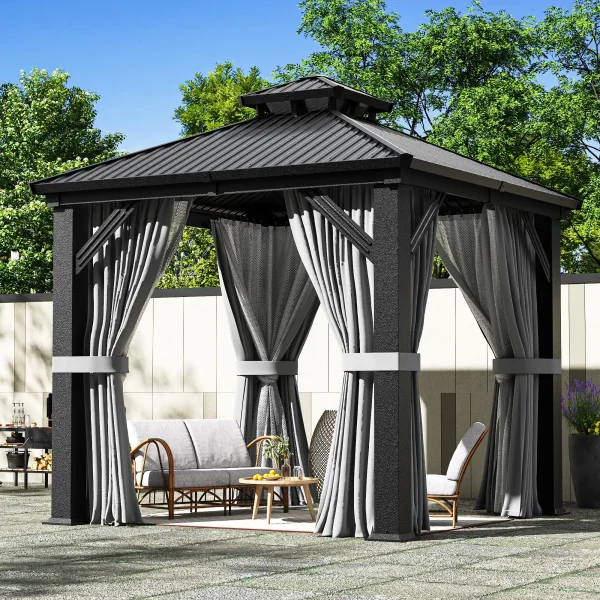 8x8 FT Hardtop Gazebo with Netting