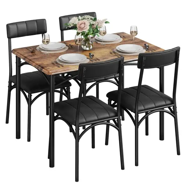 5-Piece Modern Dining Table Set for 4